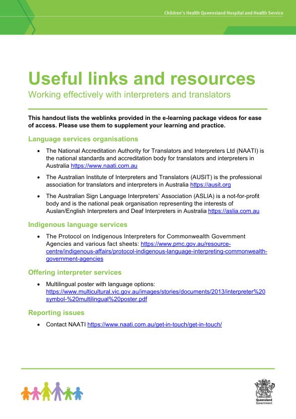 Thumbnail of Word template: Useful links and resources – working effectively with interpreters and translators for clinicians