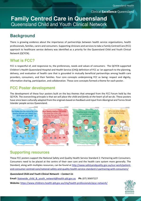 Thumbnail of Family centred care in Queensland  posters – supporting document