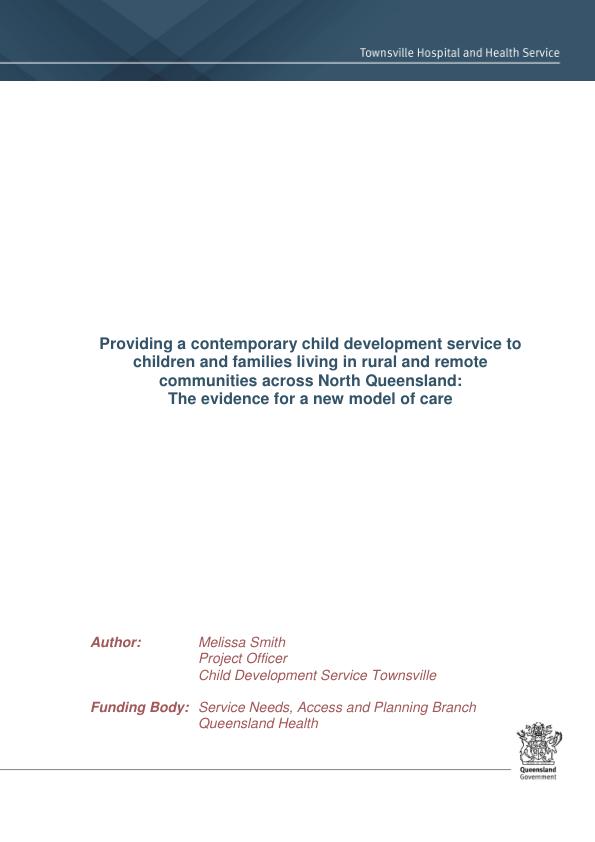 Thumbnail of Report – Providing a contemporary child development service to children and families living in rural and remote communities across North Queensland